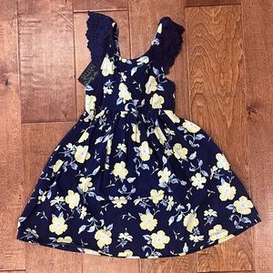 NEW WITH TAGS Toddler Girls Cynthia Rowley Floral Dress - 3T Navy Blue + Yellow